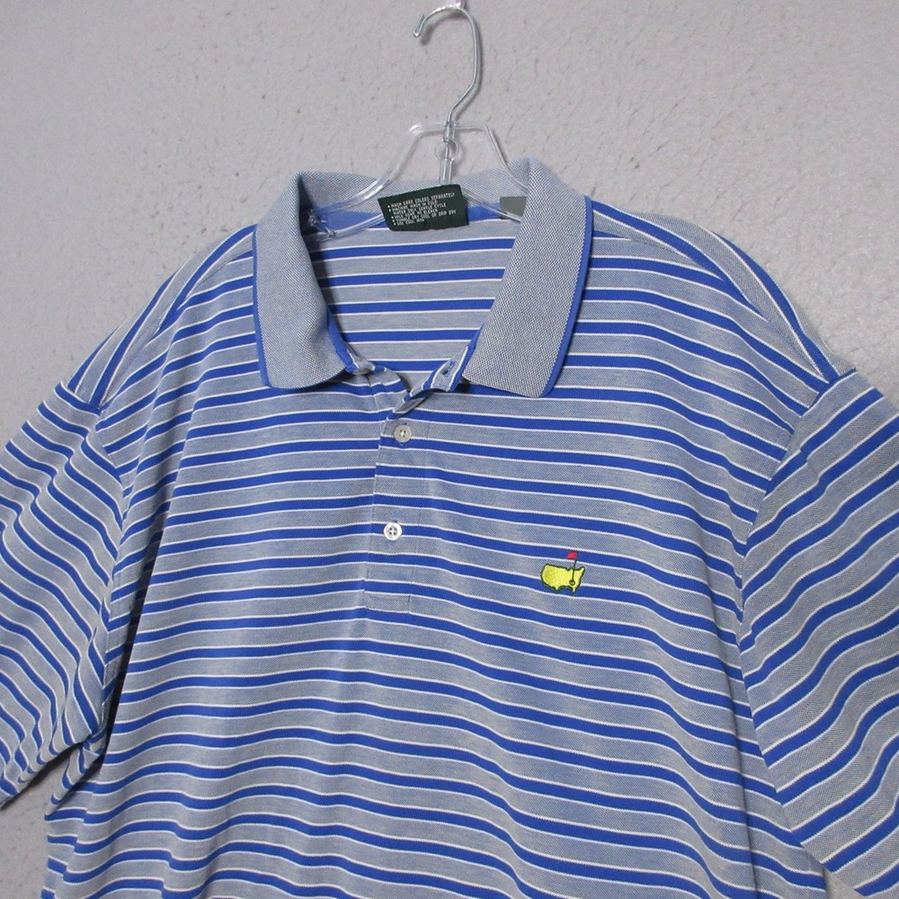 Masters Collection Polo XL Blue Striped Mercerized Cotton Golf Short Sleeve